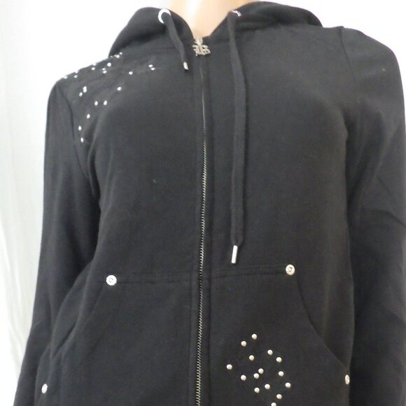 NWT BCBG sz SM MED LG XL BLK ON BLK APPLIQUE 100% COTTON 2 PIECE TRACKSUIT - Picture 10 of 16